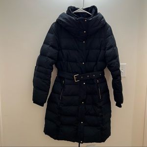 Zara water repellent belted puffer coat